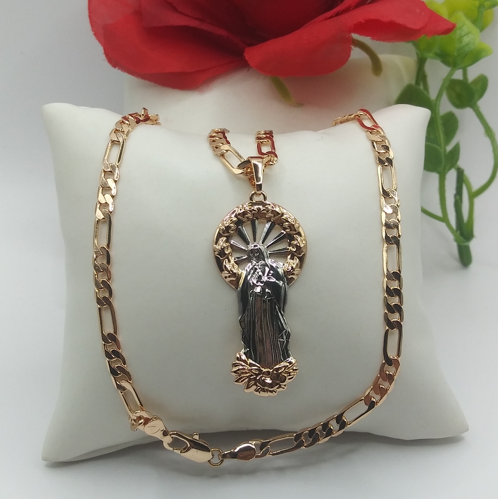 18k Gold Plated Chain With Virgin Of Guadalupe Pendant